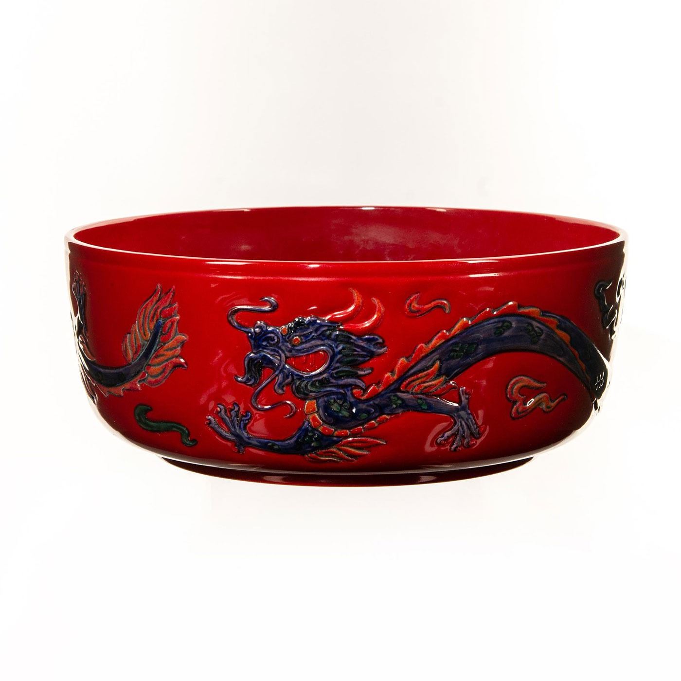 Rare Royal Doulton Flambe Bowl, Chinese Dragons
