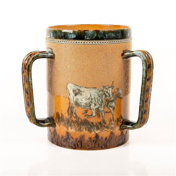 Doulton Lambeth Hannah Barlow Stoneware Tyg, Cattle