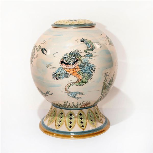 Unique Andrew Hull Globular Stoneware Lidded Vase
