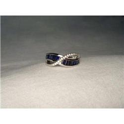 14K WG Gold Baguette Sapphire Diamond Band #2006705