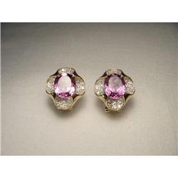 14K YG Amethyst Pave Diamond Floral Earrings #2006707