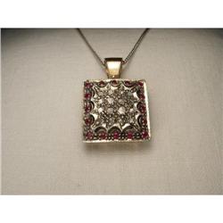 18K Pink Gold Diamond Ruby Filigree Pendant #2006713