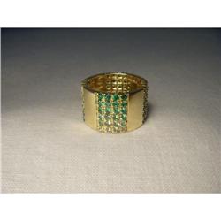 18K Gold Tsavorite Green Garnet Wide Band Ring #2006720