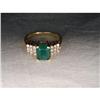 Image 1 : Estate 14K YG Yellow Gold Emerald Diamond Ring #2006728