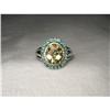 Image 1 : 14K WG Lemon Quartz Emerald Diamond Ring #2006769