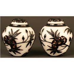 Antique Peking Glass,Black & White Pair of Jars#2006904