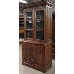 WALNUT MISSION BOOKCASE CHINA CABINET LINEN #2007002