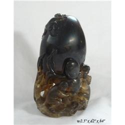 Smoky Quartz Buddha Hand Peach Monkey Display #2007008