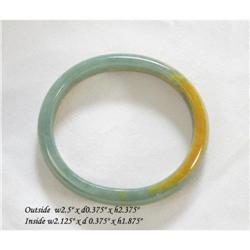 Chinese Natural Green Yellow Jade Oval Bracelet#2007009