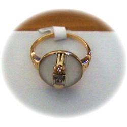 Estate 10k Rock Crystal Victorian Signet Ring #2018171