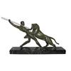 Image 1 : LIMOUSIN Art Deco Hunter & Lion Sculpture #2018622