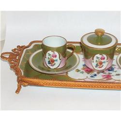 French Porcelain Bronze Coffee Set tray cups #2033347