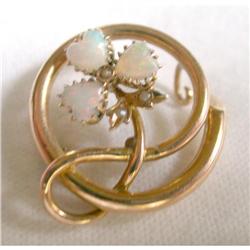 Pretty 3 Opal Hearts Brooch - 10K Gold #2033357