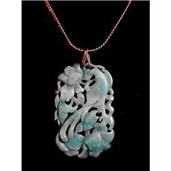 Antique 14k Pierced Jade Bird Pendant w/ Chain #2033374