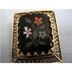 Incredible Pietra Dura Brooch 14k Victorian #2033375