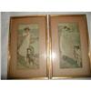 Image 1 : Pair Victorian Prints C.1900 Gold Silver Frame #2033429