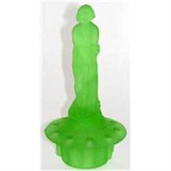 September Morn Green Satin Glass Flower Frog #2033870