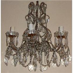 Pair of Italian Crystal Sconces Wall Lights  #2033920