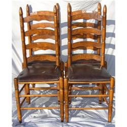 Tall 4-Rung Ladderback Chairs (4) Ca 1800 #2033928