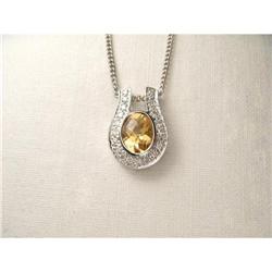 14K WG Citrine Diamond Filigree Pendant Slide #2034034