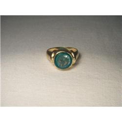 Handsome Estate 14K YG Jade Intaglio Mens Ring #2034049