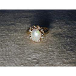 Estate 14K YG Gold Opal Diamond Filigree Ring #2034076