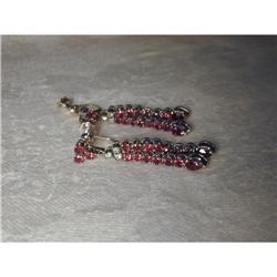 Estate 18K WG Ruby Diamond Clipon Drop Earrings#2034080