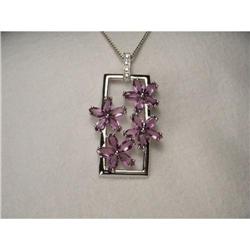 14K WG Gold Diamond Amethyst Flower Pendant #2034108