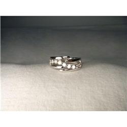 14K WG White Gold Swirl Diamond Band Ring #2034109