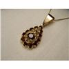 Image 1 : 18K Pink Rose Gold Filigree Garnet Drop Pendant#2034113
