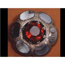 Agate 1850 STERLING Scottish cairngorn brooch #2034208