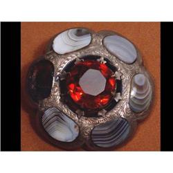 Agate 1850 STERLING Scottish cairngorn brooch #2034208