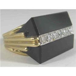 Ring, Art Deco Design c1960 18k Dia.Onyx #2034262