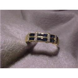 14K gold Sapphire Diamond Men's Ring  9 1/4 #2034306