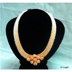 Natural Coral Beads Rose Bud Necklace  #2034317