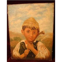 19TH CENTURY OIL ON CANVAS CHILD IN PRIMITIVE #2044970