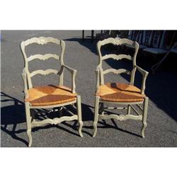 Pair of painted rush armchairs #2045007