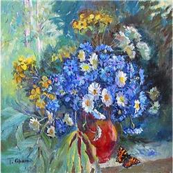 Impressionism oil "Cornflowers" by Sorokina T. #2045047