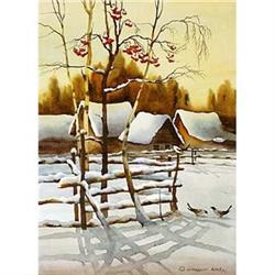  Winter mountain ash  beautiful big watercolor #2045061