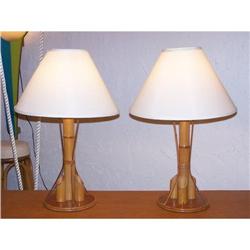 Vintage Rattan Pair of Lamps-eames era #2045116