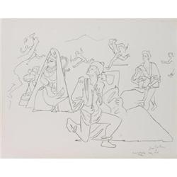 Cocteau   Lithograph  Mur de droite, 1956 #2045217