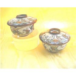 19TH C. KUTANI PAIR OF SIGNED COVERED BOWLS #2045313