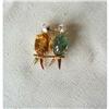 Image 1 : VINTAGE 14K Y GOLD & GEM STONE LOVEBIRDS PIN #2045323