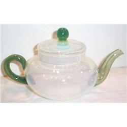 Fry Foval Jade Handle Three Cup Tea Pot #2045341