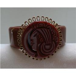 Bakelite Hinged Mayan Head Bangle #2045382