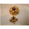 Image 1 : Victorian 15K Gold Brooch with Cabachon Garnets#2045398