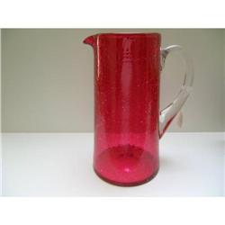 Victorian Cranberry Crackle Glass Pitcher #2045425