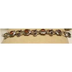 Victorian Sterling Link Bracelet with Citrines #2045459