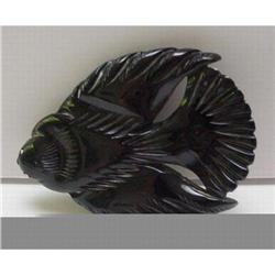 Bakelite Vintage Black Carved Bird Brooch #2045478