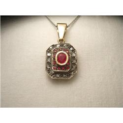 18K Pink Rose Gold Diamond Ruby Pendant #2045559